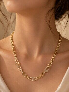 925 Pure Silver Gold Plated Horse Shoe Necklace